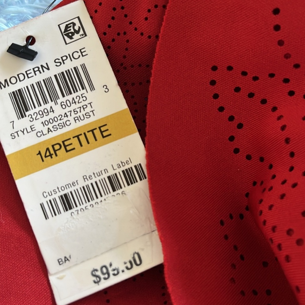 ALFANI Red Laser Cut Bell Sleeve Dress 14P NWT - Picture 9 of 13